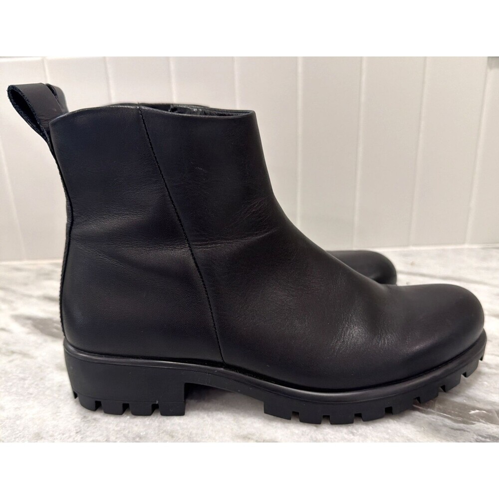 Ecco Mod Tray Ankle Boot Zipper  Black Women's Size 6-6.5 Combat Moto Leather